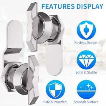 BEBOBLY 5/8 Inch Thumb Operated Offset Cam Lock, 5Pcs Keyless Compartment Lock for RV, Cabinet Mailbox Drawer Lock Latch, 100% Metal Replacement Lock Cylinder for Storage Door, Camper, Vehicles