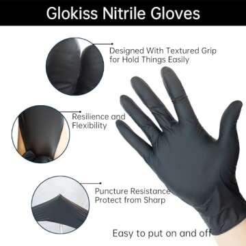 GLOKISS Disposable Nitrile Gloves Latex Free Rubber Cleaning Gloves 5 Mil,Food Safe Cooking Gloves W...