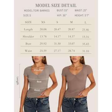 Trendy Queen Womens V Neck T-Shirts Going Out Tops Short Sleeve Slim Fit Basic Y2K Clothes 2025