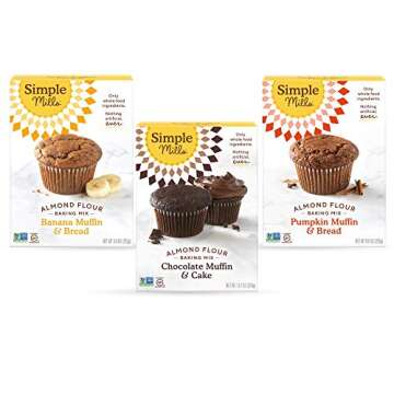 Simple Mills Almond Flour Baking Mix Variety Pack + Vanilla Cupcake & Cake Mix - Gluten Free, Plant Based (Pack of 4)