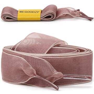 WEGOODZF Satin Ribbon Shoe Laces: 2cm Brown Pink Flat Snow Yarn Shoelaces for Women 51 inch - 2Pair