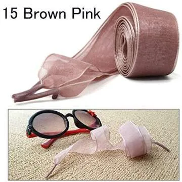 WEGOODZF Satin Ribbon Shoe Laces: 2cm Brown Pink Flat Snow Yarn Shoelaces for Women 51 inch - 2Pair