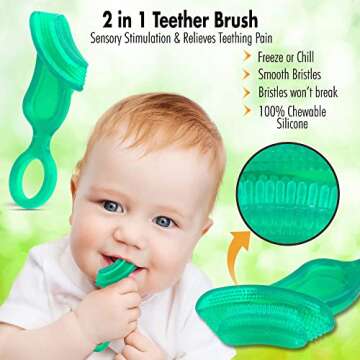Baby’s First Toothbrush for 4+ Months, Safe Silicone Teething Brush