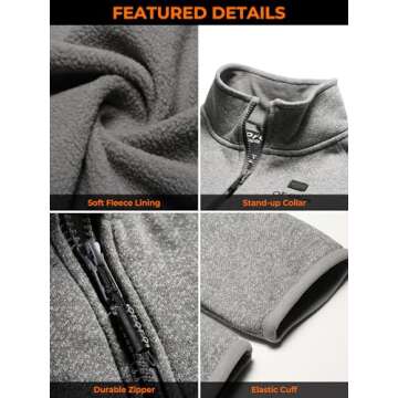 ORORO Women’s Heated Fleece Jacket with Battery, Fleece Heating Jacket Warming Jacket for Women (Grey, M)