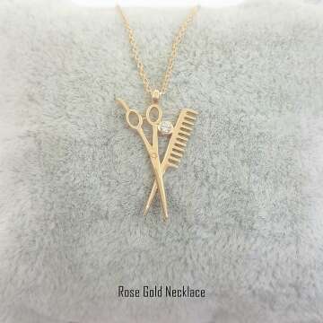 14K Gold Scissors Comb Charm Necklace for Stylists