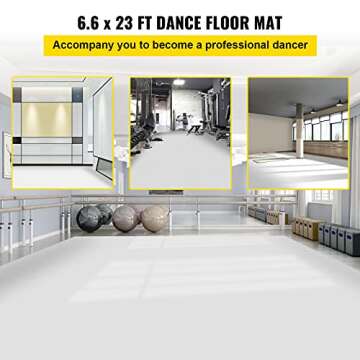 VEVOR Dance Floor, 6.6x23ft Dance Floor Roll, 0.06in Thick PVC Vinyl Dance Floor, Black/White Revers...