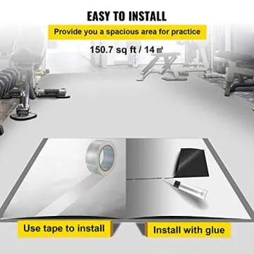 VEVOR Dance Floor, 6.6x23ft Dance Floor Roll, 0.06in Thick PVC Vinyl Dance Floor, Black/White Reversible Portable Dance Floor, Non-Slip Dance Flooring, Ballet Dance Floor for Jazz, Pop, Lyrical Style