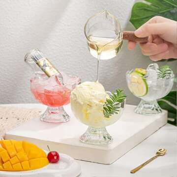 Aurfedes 12 Pack Glass Dessert Bowls - 6 Oz Heavy Base Glass Ice Cream Cups Dessert Bowls for Dessert, Ice Cream, Cocktail, Condiment