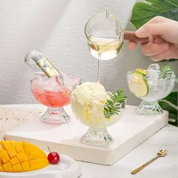 Aurfedes 12 Pack Glass Dessert Bowls - 6 Oz Heavy Base Glass Ice Cream Cups Dessert Bowls for Dessert, Ice Cream, Cocktail, Condiment