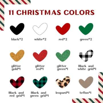 HTVRONT Heat Transfer Vinyl Bundle, 16 Sheets Patterned Buffalo Plaid Christmas Iron on Vinyl 12×10inch, 11 Colors HTV Sheets