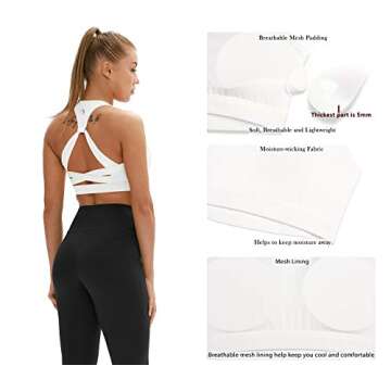 icyzone Workout Sports Bras for Women - Fitness Athletic Exercise Running Bra, Activewear Yoga Tops (S, Off White)