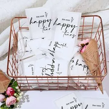 Eaasty Happy Tears Tissue Packs for Wedding 3 Ply Wedding Tissues for Guests Travel Size Bulk Facial Paper Welcome Bag Stuffers Gift Bride and Groom Mother(30 Pack)