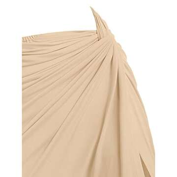 ZAFUL Women's One Shoulder Two Piece Tank Dress Rib-Knit Twist Split Side Slinky Solid Crop Top and Draped Ruched Maxi Skirt Set (M-Coffee, L)