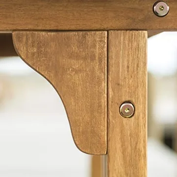 Walker Edison AZW7TXVINBR 6 Person Outdoor Wood Chevron Patio Furniture Dining Set Extendable Table Chairs All Weather Backyard Conversation Garden Poolside Balcony, 7 Piece, Brown