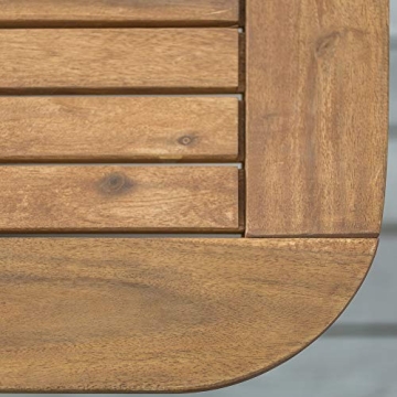 Walker Edison AZW7TXVINBR 6 Person Outdoor Wood Chevron Patio Furniture Dining Set Extendable Table Chairs All Weather Backyard Conversation Garden Poolside Balcony, 7 Piece, Brown