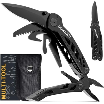 Pohaku Multitool Knife, Pohaku 13 in 1 Pocket Multitool, Multi Tool with 3" Large Blade, Safety Lock...