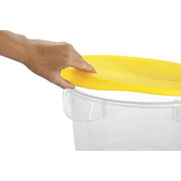 Rubbermaid Commercial Lid, for Round Food Storage Container, Yellow, Fits 6-8 Qt. Containers