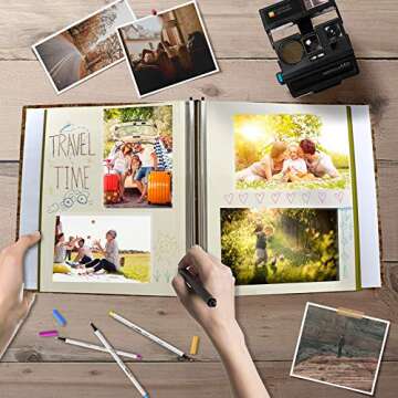 Holoary Self Adhesive Photo Album with Metallic Pen