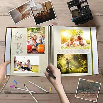 Holoary Self Adhesive Photo Album with Metallic Pen