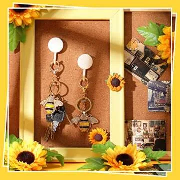 Sureio Rhinestone Bee Keychain 2 Pieces Animal Key Chain Cute Yellow Bee Crystal Keychain with Lobster Clasp Charm Pendant Keyring for Bag Purse Wallet