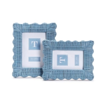 Handmade Blue Wicker Photo Frames - Boho Chic Decor