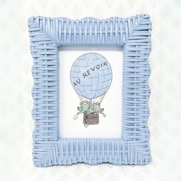 Handmade Blue Wicker Photo Frames - Boho Chic Decor