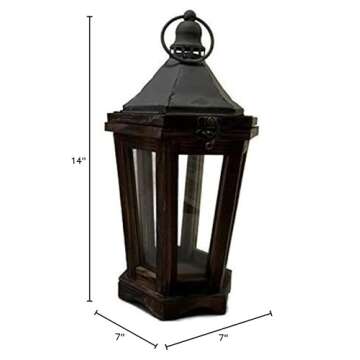 Park Hill Collection, Wooden Antique Street Lantern - 7" L x 7" W x 14" H