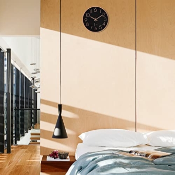 Foxtop 12 Inch Wall Clock Silent Non-Ticking Decorative Battery Operated Quartz Round Rose Gold Wall Clock for Living Room Bedroom Home Office School Decor (Black Dial)