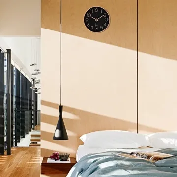 Foxtop 12 Inch Wall Clock Silent Non-Ticking Decorative Battery Operated Quartz Round Rose Gold Wall Clock for Living Room Bedroom Home Office School Decor (Black Dial)