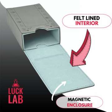 Luck Lab Leather Tarot Card Case/Holder - Grey - For Most Standard Size Tarot Cards (Fits Deck size with Box measuring 4.875 x 2.875 x 1.25)- Moon Design