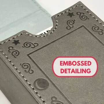 Luck Lab Leather Tarot Card Case/Holder - Grey - For Most Standard Size Tarot Cards (Fits Deck size with Box measuring 4.875 x 2.875 x 1.25)- Moon Design