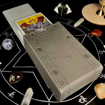 Luck Lab Leather Tarot Card Case/Holder - Grey - For Most Standard Size Tarot Cards (Fits Deck size with Box measuring 4.875 x 2.875 x 1.25)- Moon Design