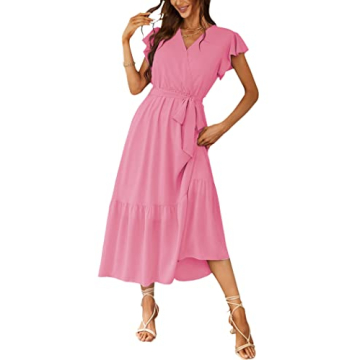 PRETTYGARDEN Women's Elegant Floral Boho Maxi Dress for Summer Weddings and Casual Outings