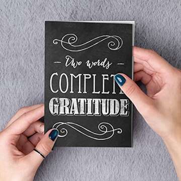 Retro Chalkboard Thank You Card Pack / 36 Greeting Cards With Brown Kraft Envelopes / 6 Vintage School Blackboard Chalk Designs Blank Inside / 3 1/2" x 4 7/8" Teacher Appreciation Note Cards