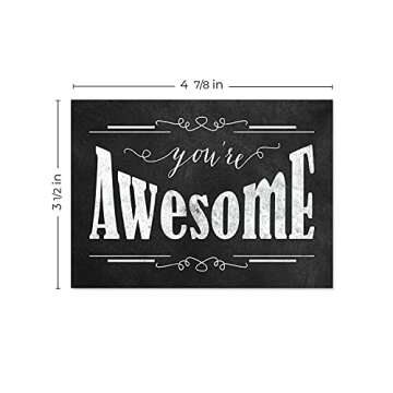 Retro Chalkboard Thank You Card Pack / 36 Greeting Cards With Brown Kraft Envelopes / 6 Vintage School Blackboard Chalk Designs Blank Inside / 3 1/2" x 4 7/8" Teacher Appreciation Note Cards