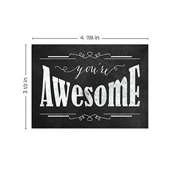 Retro Chalkboard Thank You Card Pack / 36 Greeting Cards With Brown Kraft Envelopes / 6 Vintage School Blackboard Chalk Designs Blank Inside / 3 1/2" x 4 7/8" Teacher Appreciation Note Cards