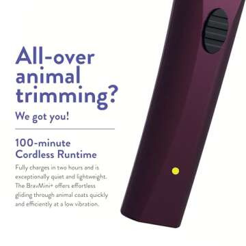 Wahl Professional Animal Bravmini+ Pet, Dog, Cat, & Horse Cordless Trimmer Kit - Purple