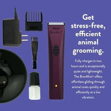 Wahl Professional Animal Bravmini+ Pet, Dog, Cat, & Horse Cordless Trimmer Kit - Purple