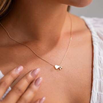 Turandoss Tiny Heart Initial Necklace for Girls - Trendy Gift