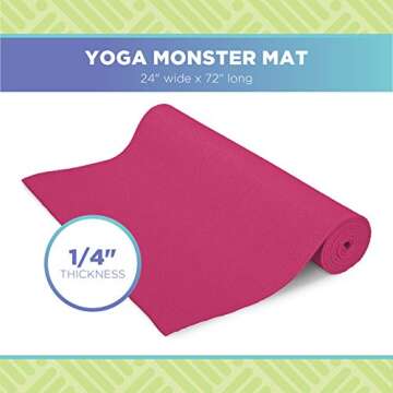 Bean Products Yoga Mat 1/4"x72" Extra Thick 14 Colors Non-Toxic Phthalate Free Clean PVC (TM) Hot Pink