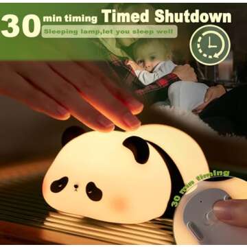 DREAMING MY DREAM Cute Panda Night Light - Dimmable LED Animal Lamp for Kids and Nursery