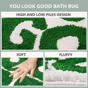 DyeFury 𝗟𝗮𝗿𝗴𝗲 𝟮𝟰" 𝘅𝟯𝟭" You Look Good Bath Mat Green Cute Cool Bathroom Rug Fun Bathroom Mats Funny Funky Bathroom Decor Soft Microfiber Bath Rug, Trendy Green Bath Shower Mat