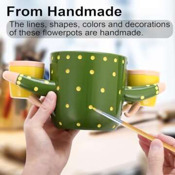 LRYANT Adorable Indoor Plant Pots, 4.52" Flower Pot & 1.87" Small Succulent Pot with Drainage, Cute ...