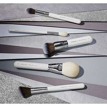 Morphe x Jaclyn Hill Makeup Brush Set - The Complexion Master Collection - Includes Bronzer, Foundation, Blush, Undereye Powder and Highlighter Brushes Plus Travel Bag - Natural and Synthetic Brushes