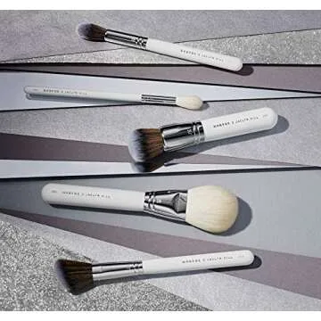 Morphe x Jaclyn Hill Makeup Brush Set - The Complexion Master Collection - Includes Bronzer, Foundation, Blush, Undereye Powder and Highlighter Brushes Plus Travel Bag - Natural and Synthetic Brushes