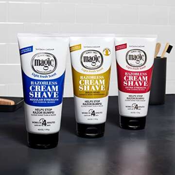 SoftSheen-Carson Magic Razorless Shaving Cream, Hair Removal Cream, Depilatory Cream, Works in 4 Minutes for Coarse, Curly Hair, 6 Oz