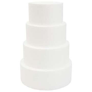Bright Creations Round Foam Cake Dummy Set, 4 Tiers for Display, Arts and Crafts (White)