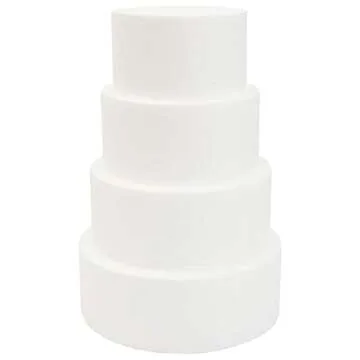 Bright Creations Round Foam Cake Dummy Set, 4 Tiers for Display, Arts and Crafts (White)