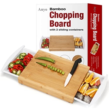 Organic Bamboo Chopping Board with Removable Trays