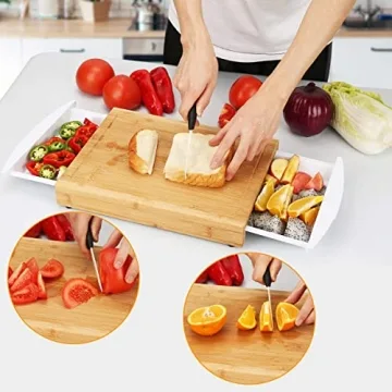 Organic Bamboo Chopping Board with Removable Trays